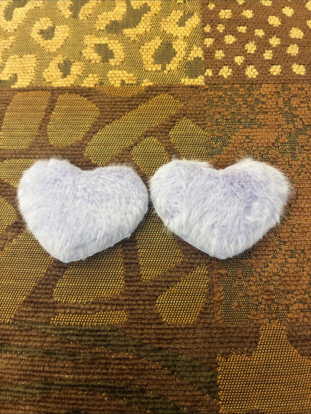 Lilac Fuzzy Heart Appliqués - Pair